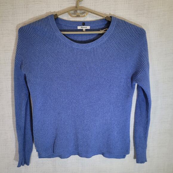 Madewell Sweater Womens Medium Blue Knit Pullover Crew Neck Casual EUC - Picture 1 of 8
